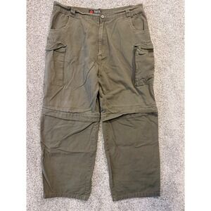 SUISSE SPORT Pants Mens 38 Green Cargo Convertible Zip Off Khaki